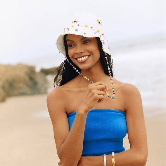 NWT Anthropologie Beaded Bucket Hat